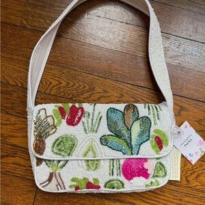 Beaded Vegetable Shoulder Bag